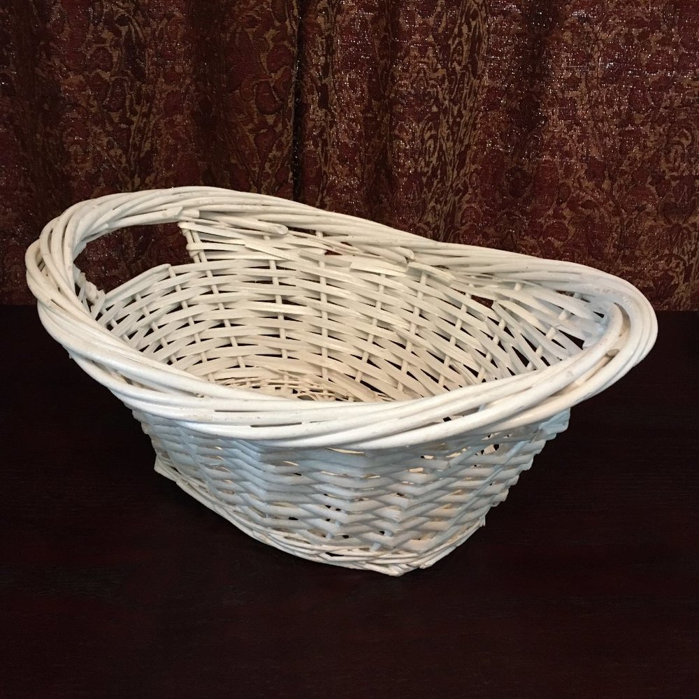 Vintage White Wicker Basket